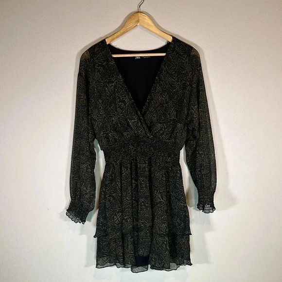 Zara Ruffled Mini Dress Size Medium Flirty Party Wedding Event Summer Flowy - Picture 7 of 7